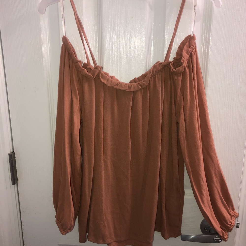 Suede brown top off the shoulder